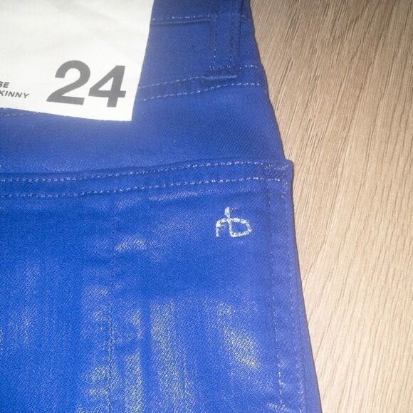 NWT Rag & Bone High Rise‎ Ankle Skinny Coated Blue Jeans Size 24 - Picture 5 of 6